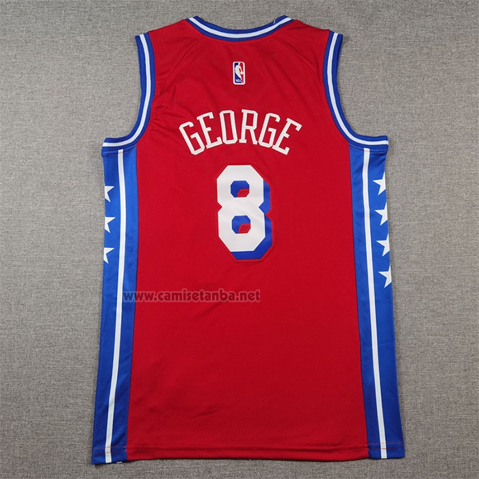 Camiseta Philadelphia 76ers Paul George #8 Statement 2024-25 Rojo
